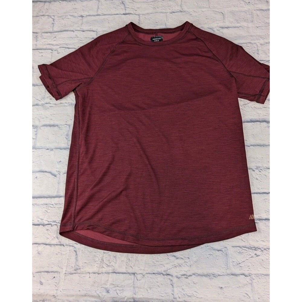 American Eagle Active Flex T Shirt Mens Large Red Space Dye Strong Knit Logo